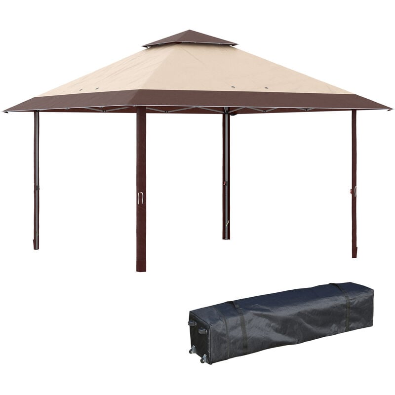 4 x 4m Outdoor Pop-Up Canopy Tent Gazebo Adjustable Legs Bag Coffee - Outsunny