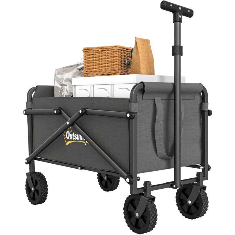 Outsunny 41L Festival Trolley, 60kg Heavy Duty Folding Trolley Cart, Grey