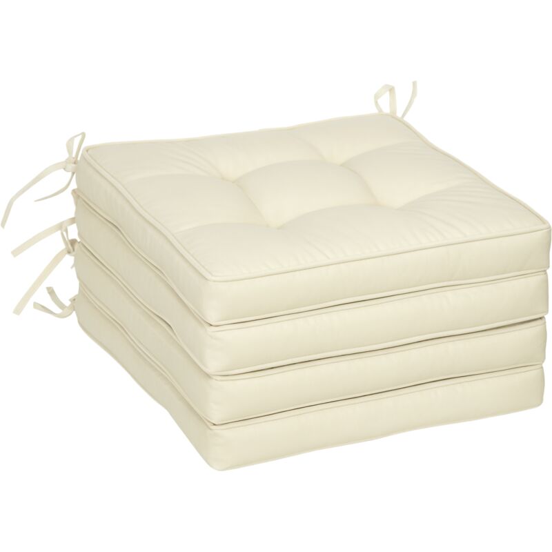 Outsunny - 42 x 42cm Replacement Garden Seat Cushion Pad with Ties Cream