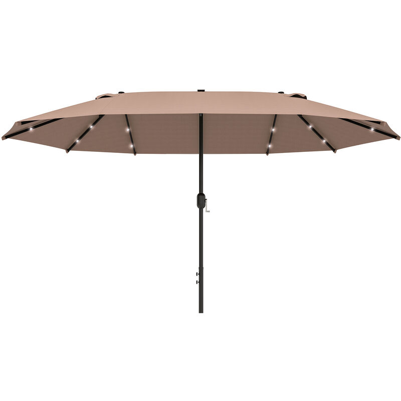Outsunny 4.4m Double-Sided Sun Umbrella Patio Parasol Solar Khaki