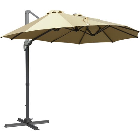 Outsunny 4.5 m Patio Cantilever Roma Parasol, Large Double-Sided Rectangular Khaki