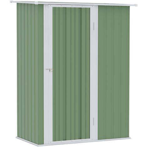 main image of "Outsunny 4.5ft x 3ft Corrugated Garden Metal Storage Shed Outdoor Equipment Tool Sloped Roof Door w/Latch Weather-Resistant Paint Light Green"