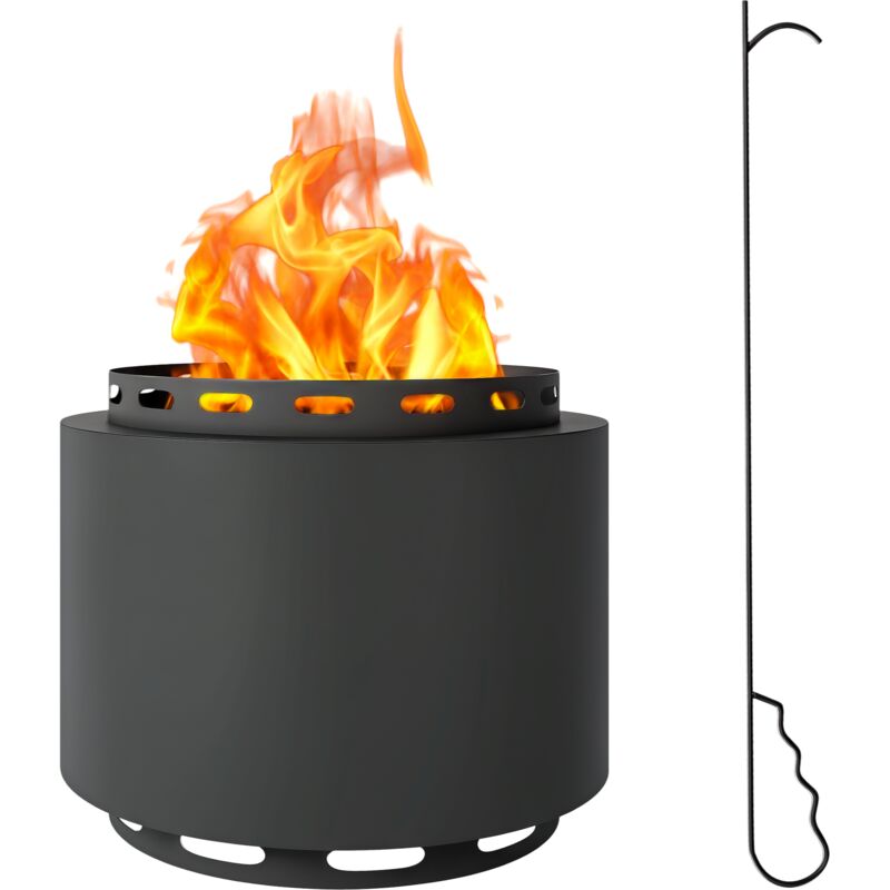 Outsunny 48.5cm Smokeless Wood Burning Firepit Metal Fire Pit, Dark Grey