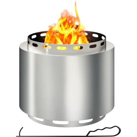Outsunny 48.5cm Smokeless Wood Burning Firepit Silver
