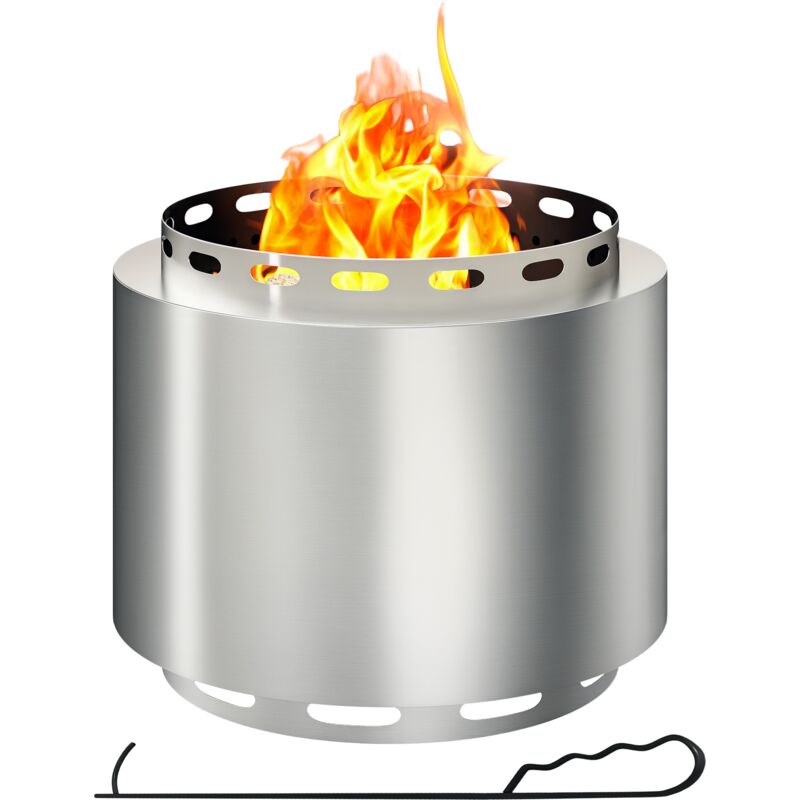 Outsunny - 48.5cm Smokeless Wood Burning Firepit Silver