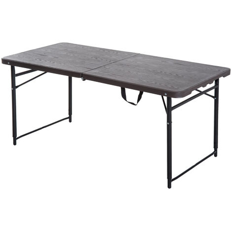 Outsunny 4FT Garden Metal Camping Picnic Table BBQ Adjustable Folding Portable