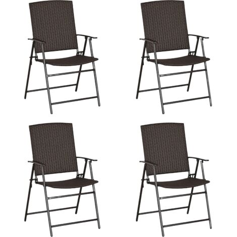 Outsunny 4pcs Rattan Chair Foldable Garden Furniture w/ Armrest Brown