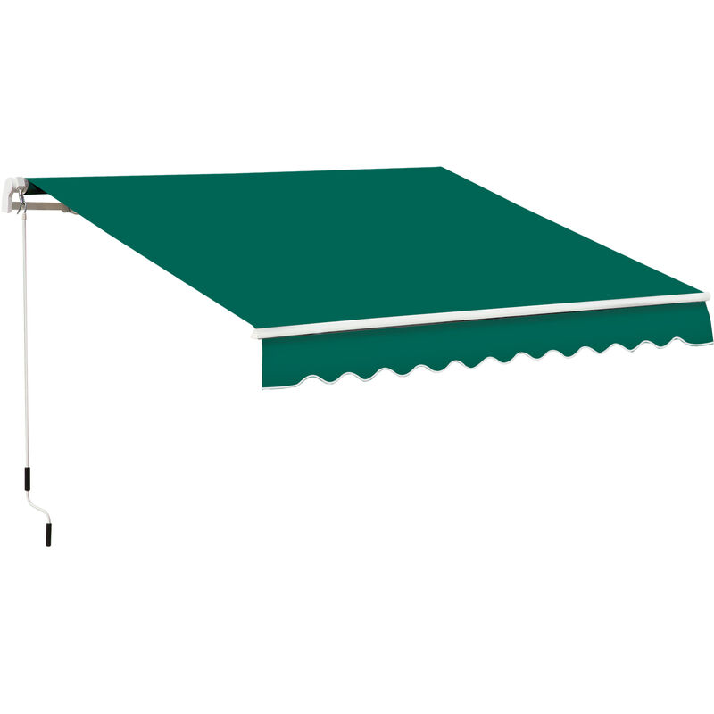 Outsunny 4x2.5m Manual Awning Window Door Sun Weather Shade w/ Handle Green