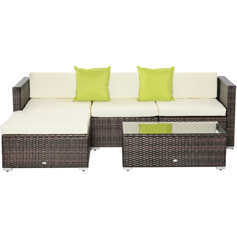 Rattan Garden Furniture Patio Wicker Conservatory Outdoor Sofa Chair Set 5PC New