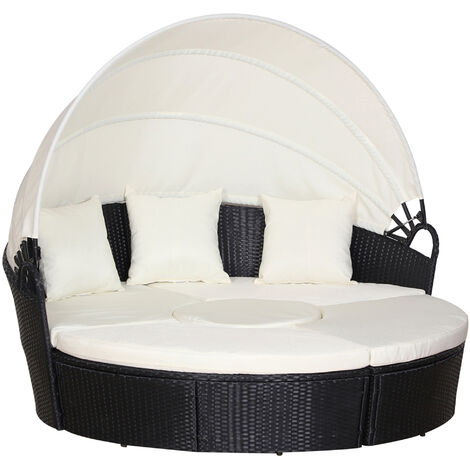 Plastic Rattan Round Sofa Bed Table, Round Sofa Bed Outdoor