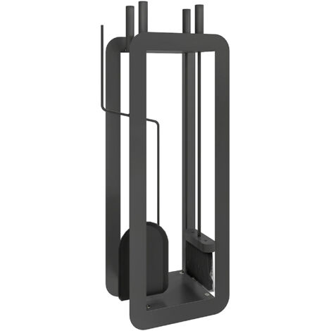 Outsunny 5 PCS Fireplace Companion Set, Metal Fireplace Accessories, Black