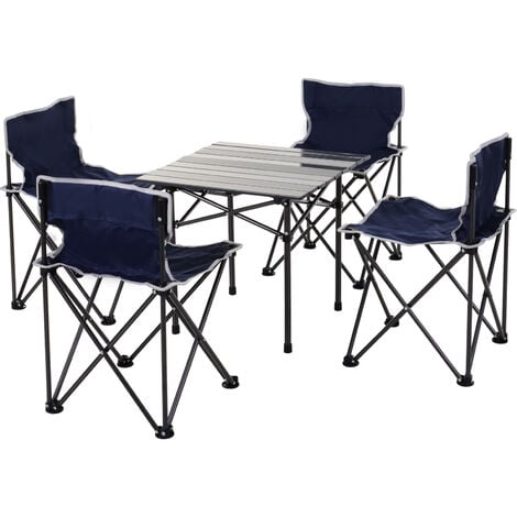 Outsunny 5 Piece Outdoor Foldable Camping Table Chairs Set Hiking Travel W/ Bag