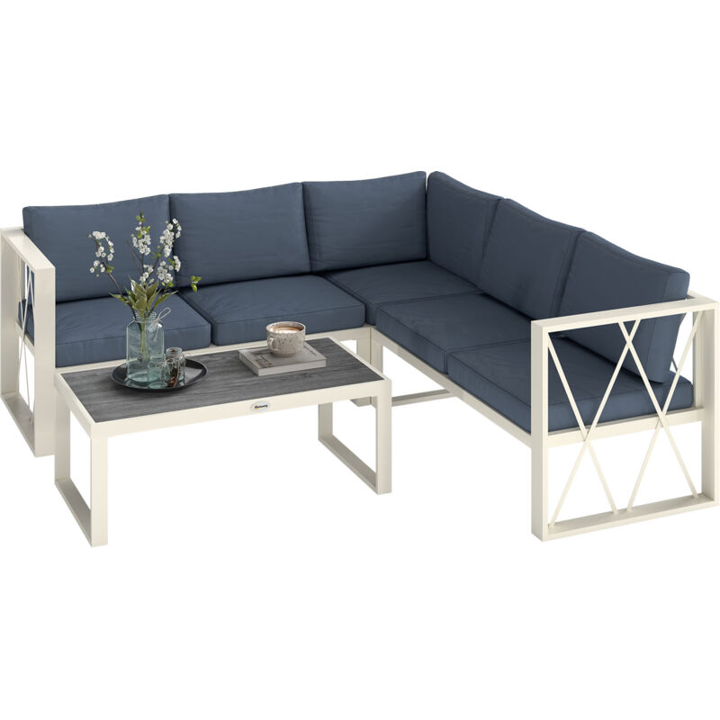 Outsunny 5 Seater Sectional Outdoor Sofa Set with Loveseats for Garden Grey