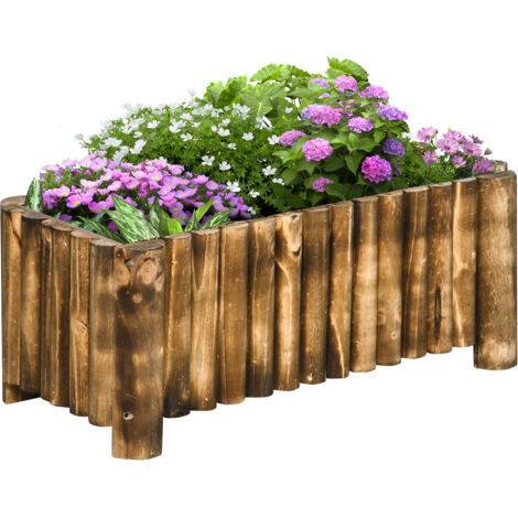 Outsunny 52L Raised Flower Bed Wooden Rectangular Planter Container Box Herb Pot Flower Pot 78L x 35W x 30H (cm)
