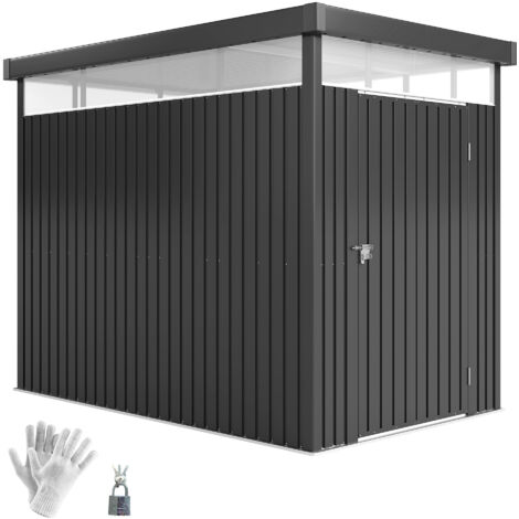 Outsunny 5.3 x 8.5ft Galvanised Steel Garden Shed with Roof Windows