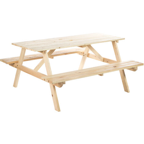Outsunny 5.8FT Outdoor Wooden Picnic Table Bench Garden Patio Pub Chair 6 Seats