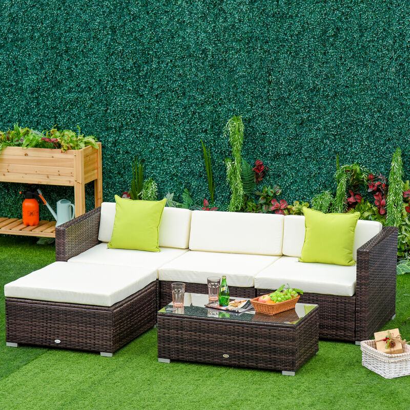 Outsunny 5pc Rattan Conservatory Furniture Garden Corner 