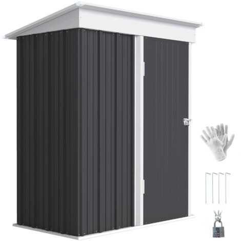 Outsunny 5x3ft Steel Small Garden Shed, Outdoor Lean-to Shed Dark Grey