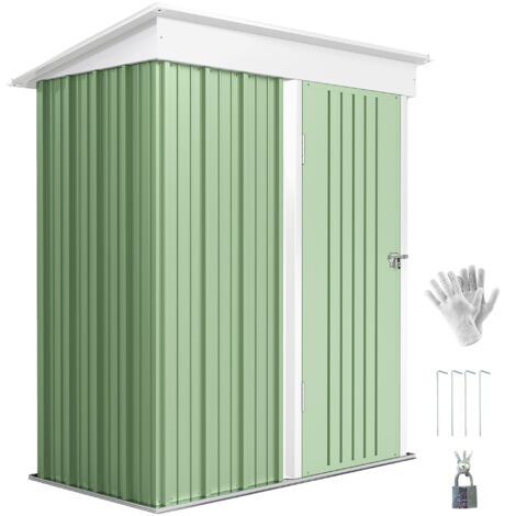 Outsunny 5x3ft Steel Small Garden Shed, Outdoor Lean-to Shed Green