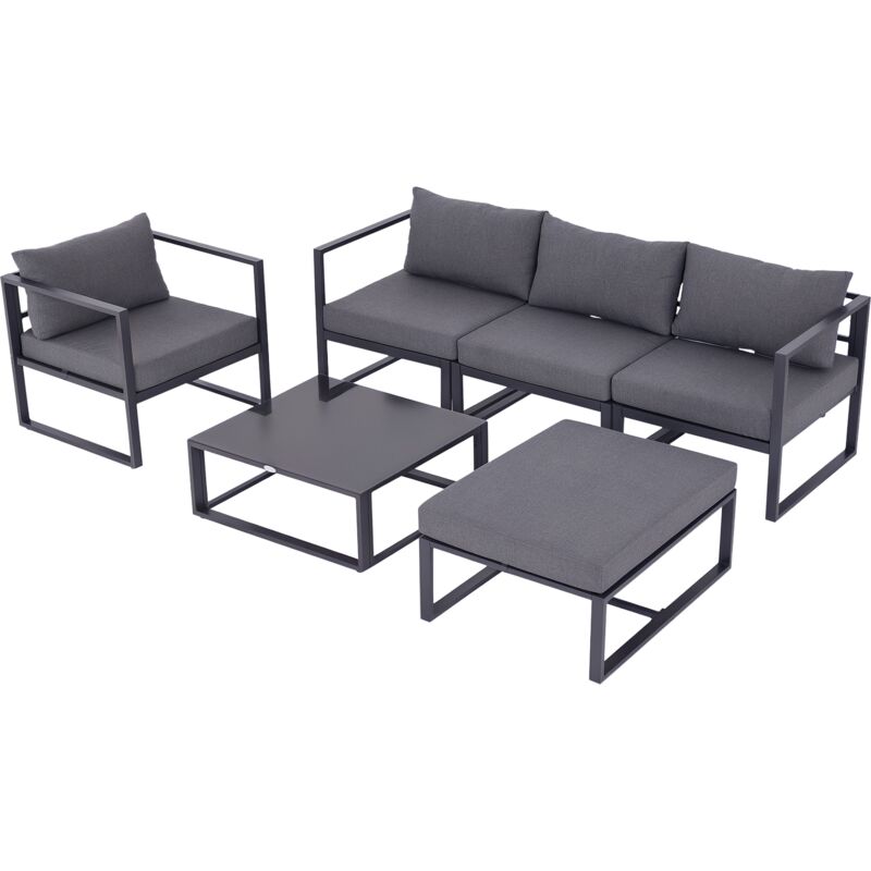 Outsunny 6 Pc Garden Sofa Set Aluminum Frame Coffee Table
