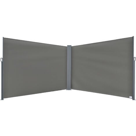 Outsunny 6 x 2m Patio Double Side Awning Folding Privacy Screen Fence Grey