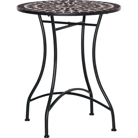 Outsunny 60cm Mosaic Round Bistro Table Outdoor Garden Side Table, Black
