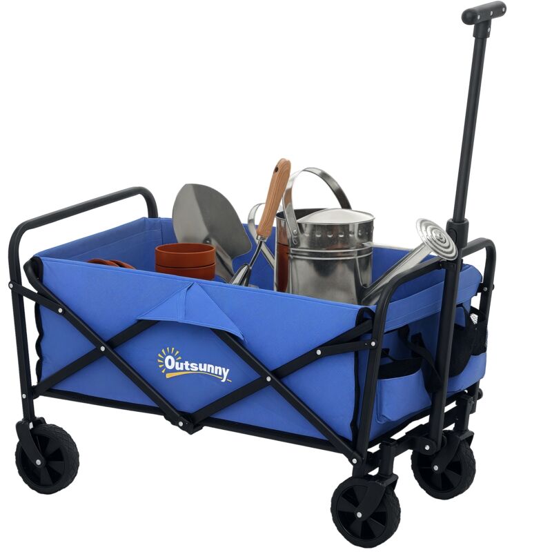 Outsunny - 62L Festival Trolley, 120kg Heavy Duty Folding Trolley Cart, Blue