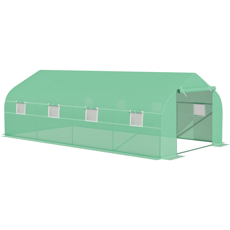 6m x 3m Large Greenhouse Polytunnel Steeple Poly Tunnel Green House Steel Frame - Outsunny