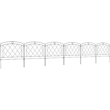 Outsunny 6PCs Decorative Garden Fencing 24in x 12ft Metal Border Edging
