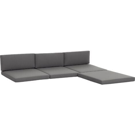 Outsunny 7 Piece Outdoor Rattan Furniture Cushion Set, Cushions ONLY Grey
