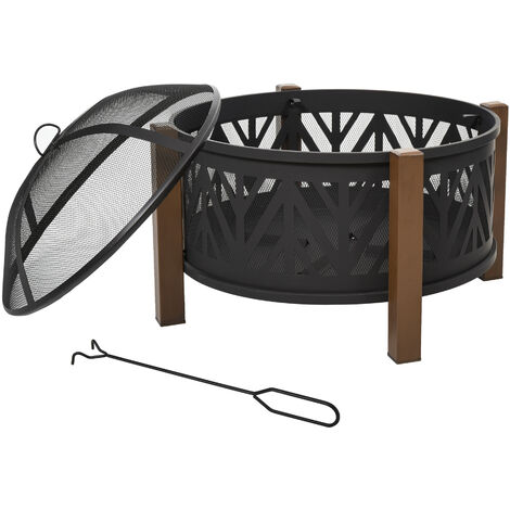 Outsunny 78cm 2-In-1 Outdoor Fire Pit & Firewood BBQ Garden Cooker Heater