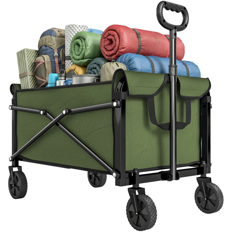 Outsunny 81L Festival Trolley on Wheels, Garden Folding Trolley Cart, Green