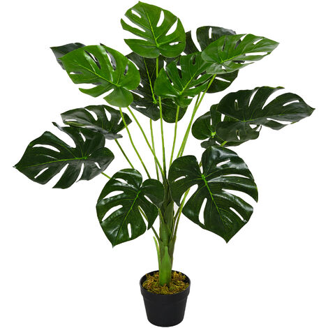main image of "Outsunny 85cm Artificial Monstera Tree Decorative Plant w/ Pot Indoor Outdoor Décor"