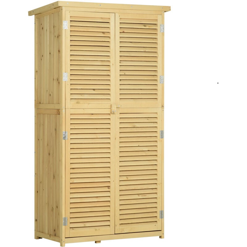 87 x 47 x 160cm Wooden Garden Storage Shed w/ Asphalt Roof, Natural - Natural wood finish - Outsunny