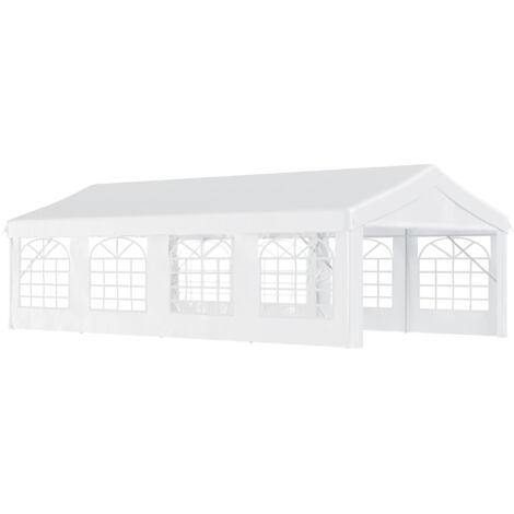 Outsunny 8m x 4m Garden Gazebo Marquee Party Tent Wedding Portable Garage Carport Event shelter Car Canopy Outdoor Heavy Duty Steel Frame Waterproof Rot Resistant