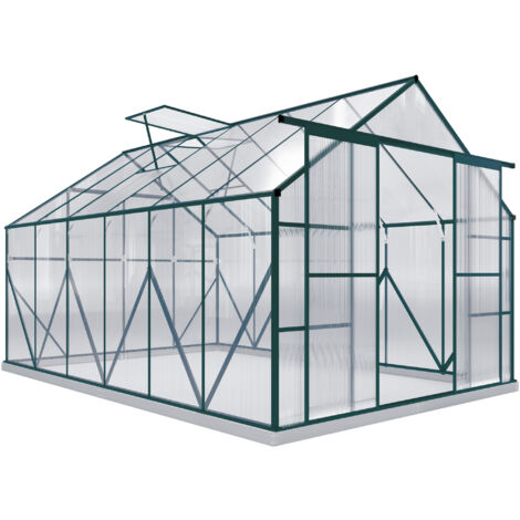 Outsunny 8x12ft Polycarbonate Walk-in Greenhouse Outdoor w/ Double Sliding Door