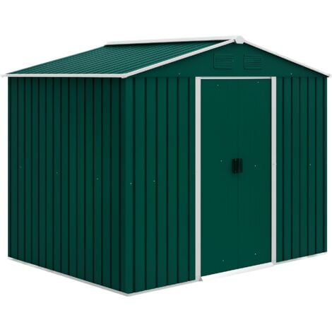 Outsunny 8x6FT Outdoor Garden Metal Storage Shed Tool Box w/ Sliding Door