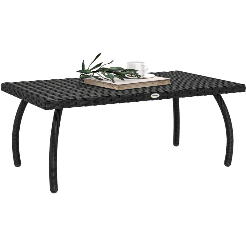 Outsunny 90 cm Rattan Garden Coffee Table Wicker Outdoor Table Furniture