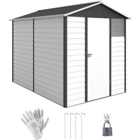 Outsunny 9'x6' Galvanised Metal Garden Shed Tool Storage Shed for Patio Grey