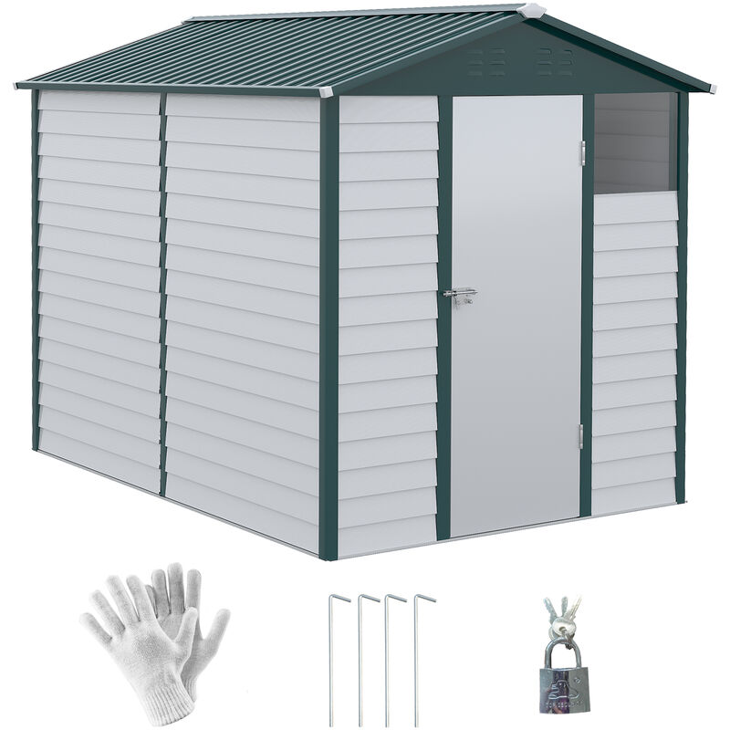 Outsunny 9x6 Galvanized Metal Garden Shed Tool Storage Shed For