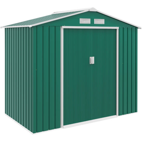 Outsunny – Abri de jardin métal 2,38 m² – Double porte verrouillable – Tôle d'acier galvanisé – Dimensions 213L x 130l x 185H cm