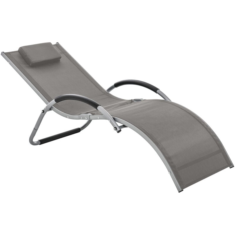 Aluminium Frame Sun Lounger Recliner w/ Curved Arms Ergonomic - Outsunny