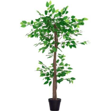 Outsunny Arbre artificiel plante artificiel ficus hauteur 1,2 m tronc branches liane lichen feuilles grand réalisme pot inclus