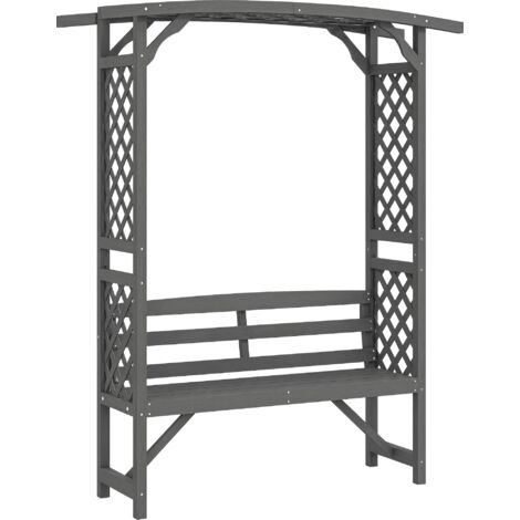 Outsunny Arch Pergola Garden Bench, Wooden Garden Arbour with Seat, Grey