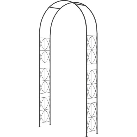 Outsunny Arco da Giardino per Rose e Rampicanti in Metallo 114x30x230cm Nero