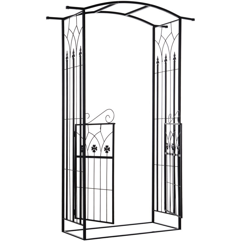 

Outsunny - Arco de Jardín con Puerta Enrejado de Metal 131x49x212cm con Cerradura Boda Negro Mate - Negro
