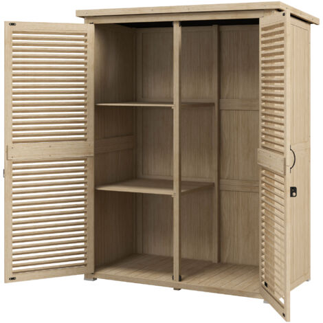 Outsunny Armadio da Giardino a 2 Ripiani in Legno di Abete 127x65x159.5/168 cm