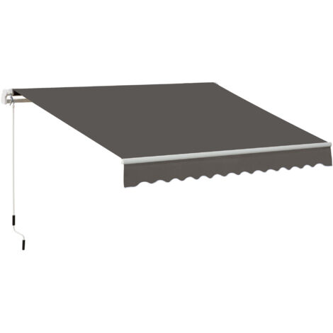 Outsunny Awning Canopy Manual Retractable Porch Sun Shade Shelter 3 x 2m Grey