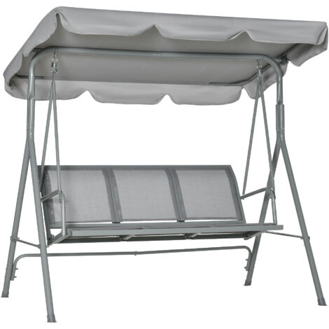 Outsunny Balancelle de Jardin 3 Places avec Toit Amovible, Banc Porte jusqu'à 240 kg, Pieds Anti-Dérapants, pour Terrasse ou Extérieur, Gris, 171x108x154 cm