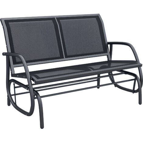 Outsunny – Banc à bascule 2 places en métal – Assise et dossier ergonomiques – Charge max 200 Kg – Dimensions 120x70x85 cm – Textilène haute densité